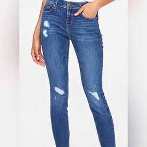 Ann Taylor Loft Distressed Patched Modern Skinny Denim Jean Size 2